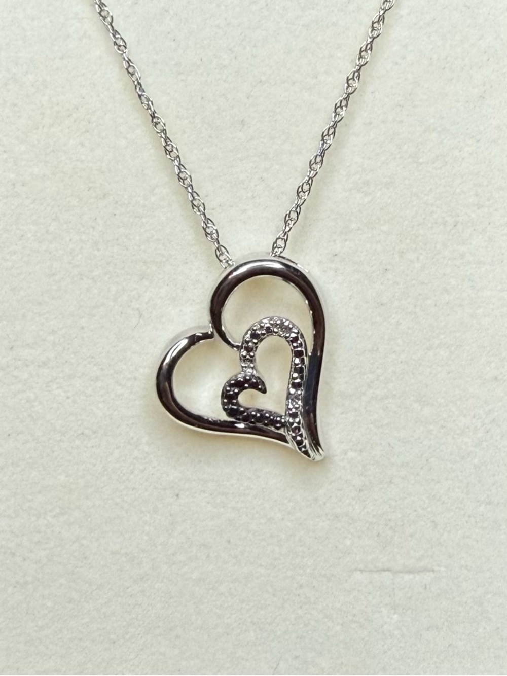 Black and White Diamond Heart Necklace